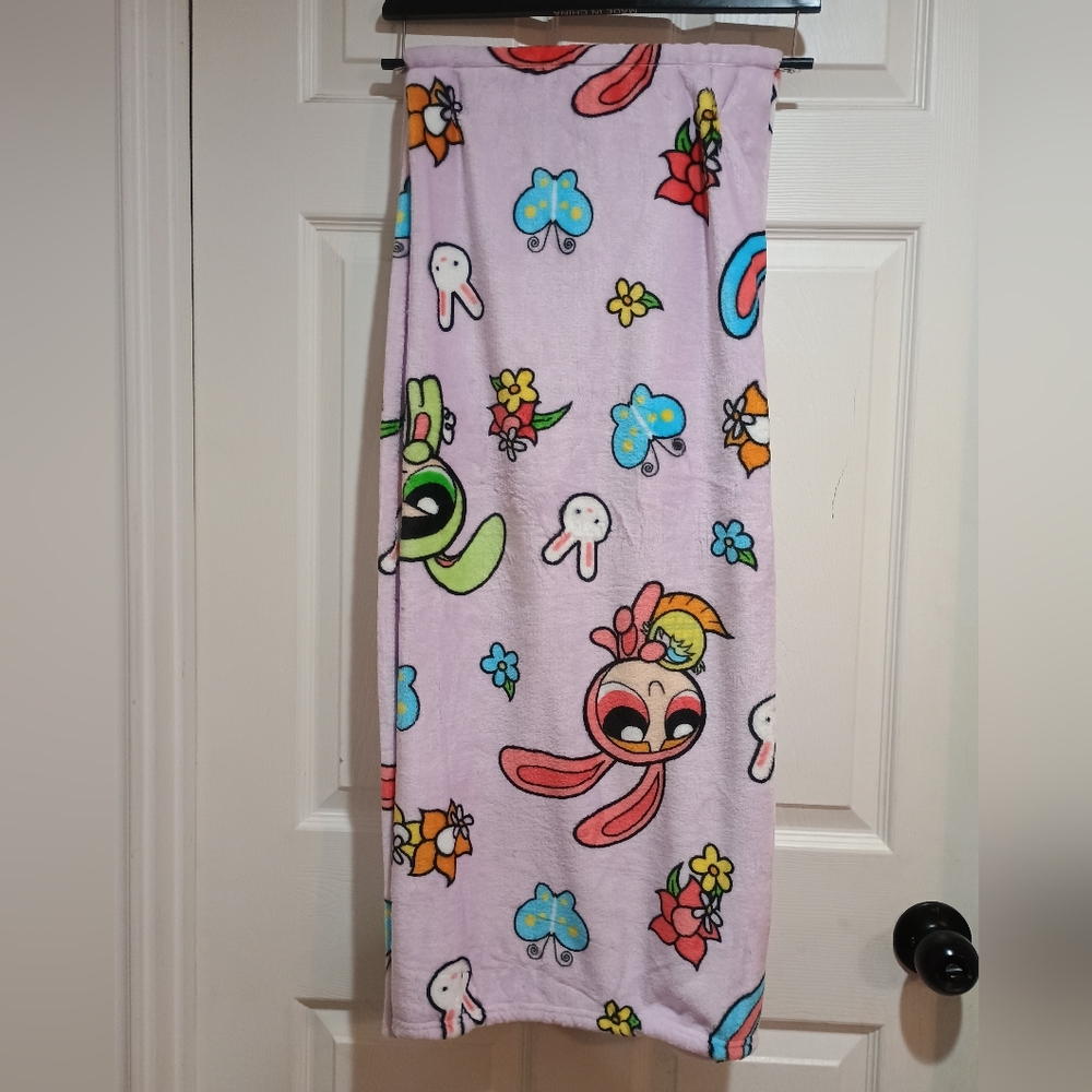 New Cartoon Network Powerpuff Girls Easter Lavender Throw Blanket Size 50x70 - Picture 5 of 5